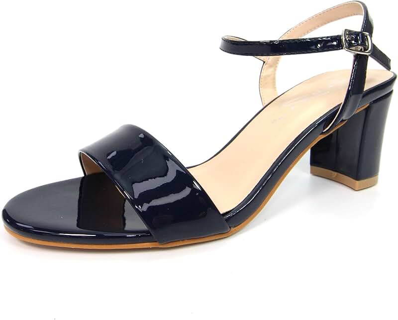 navy block heels closed toe