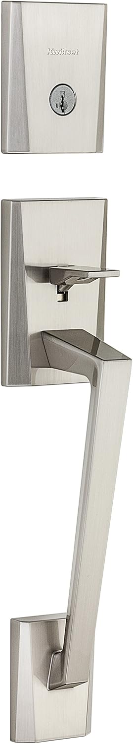 Kwikset Camino 98180-009 Single Cylinder Low Profile Deadbolt Exterior Only Handle Featuring SmartKey In Satin Nickel