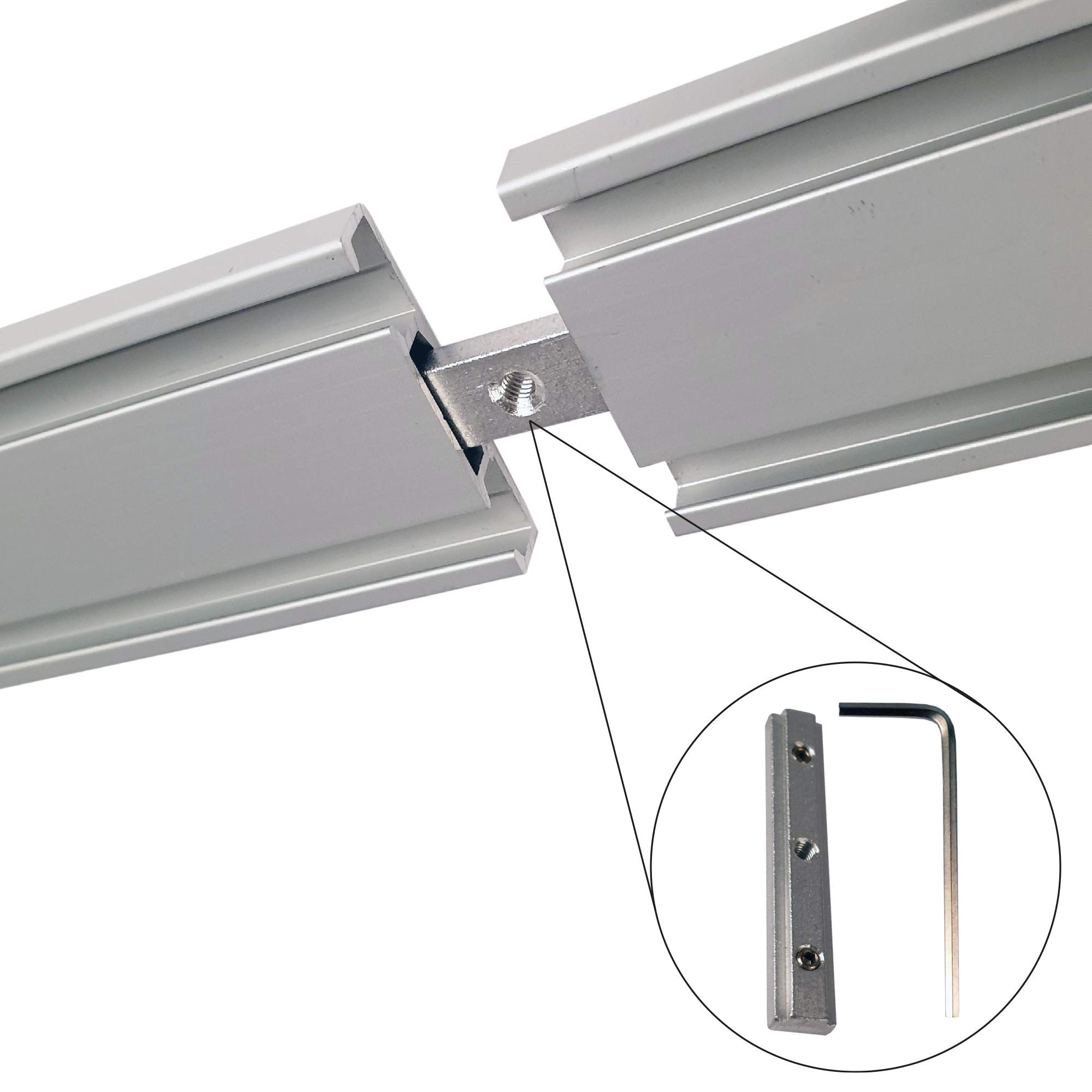 Vorhangschiene Aluminium (inkl. Wandträger) - Silber "2 Lauf" 180cm (2x90cm) - Flache Gardinenschiene (7mm) - inkl. Vorhanggleiter