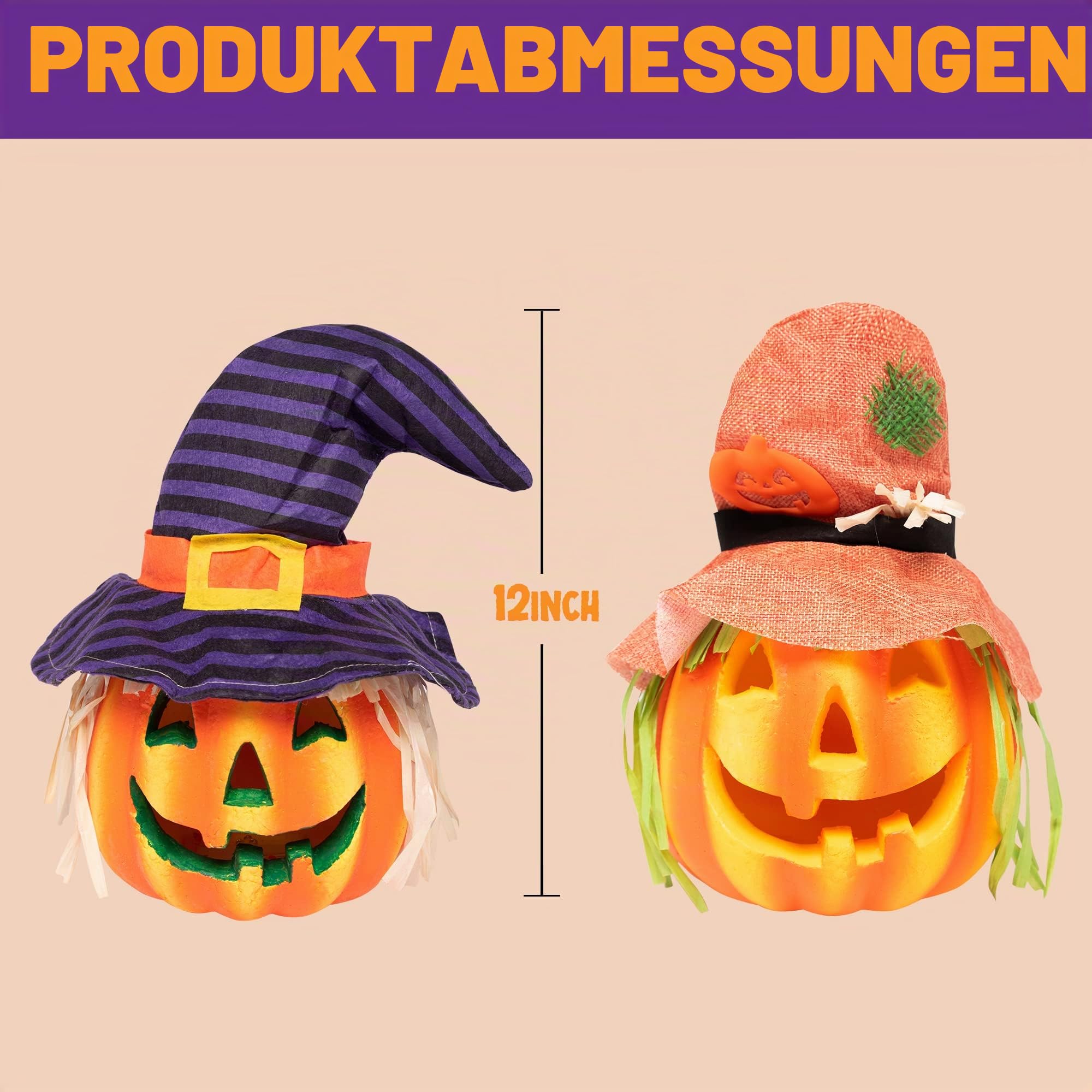 JOYIN 6 Stück leuchtende Halloween Kürbislaterne Deko Kürbis aus Schaumstoff Halloween Dekoration Requisiten