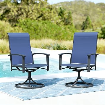 Outdoor Swivel Rocker Dining Chair Set of 2, All Weather Patio Dining Chair with Textilene High Back and Metal Frame, Backyard, Lawn Garden and Deck Porch Patio Furniture Set