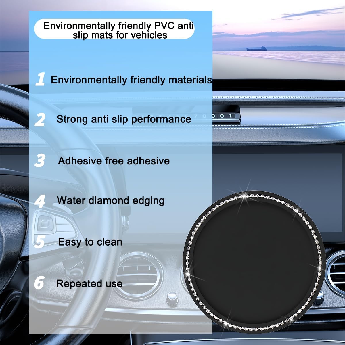 BESULEN Car Anti-Slip Pad for Dashboard, PVC Non-Slip Washable Reusable Gripping Mat, Multi-Functional Extra Strong Sticky Pad for Phone GPS Sunglasses Coins Holds image 3