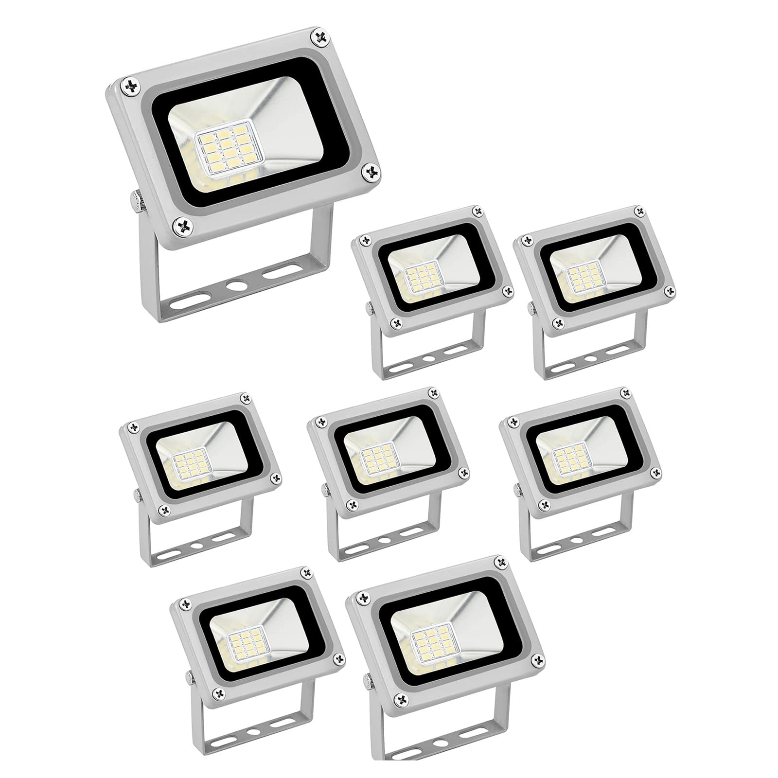 Tashace Faretto LED DC 12V-24V da esterno 10W 800Lm Luci di sicurezza Lampada da parete 6500K IP65 Faretto impermeabile for garage Giardino Cortile Faretti(8 packs)