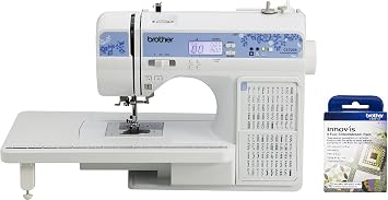 Brother CS7205 Computerized Sewing Machine with Wide Table, 150 Built-in Stitches, SA5FTPKG 5 Foot Embellishment Pack Included