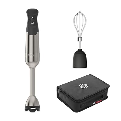 Vitamix 5-Speed Immersion Blender 3-Piece Bundle with Whisk Attachment and Storage Case, Professional-Grade Hand Blender with 625-Watt Motor and Stainless-Steel Blade, Stainless Steel/Black
