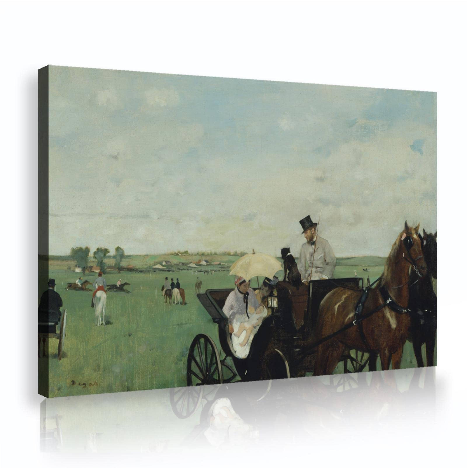 Lienzo Imprimir Arte de pared Edgar Degas en las carreras en el campo Cartel de bellas artes para la decoración de la sala de estar Decoración del dormitorio Grandes 60x90cm Marco interno