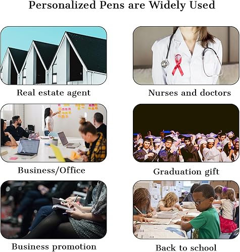 Miniatura 6 de LMJUEJIN Bolígrafos personalizados con nombre o logotipo, tinta negra, 12 bolígrafos personalizados de metal con grabado sin lápiz capacitivo,
