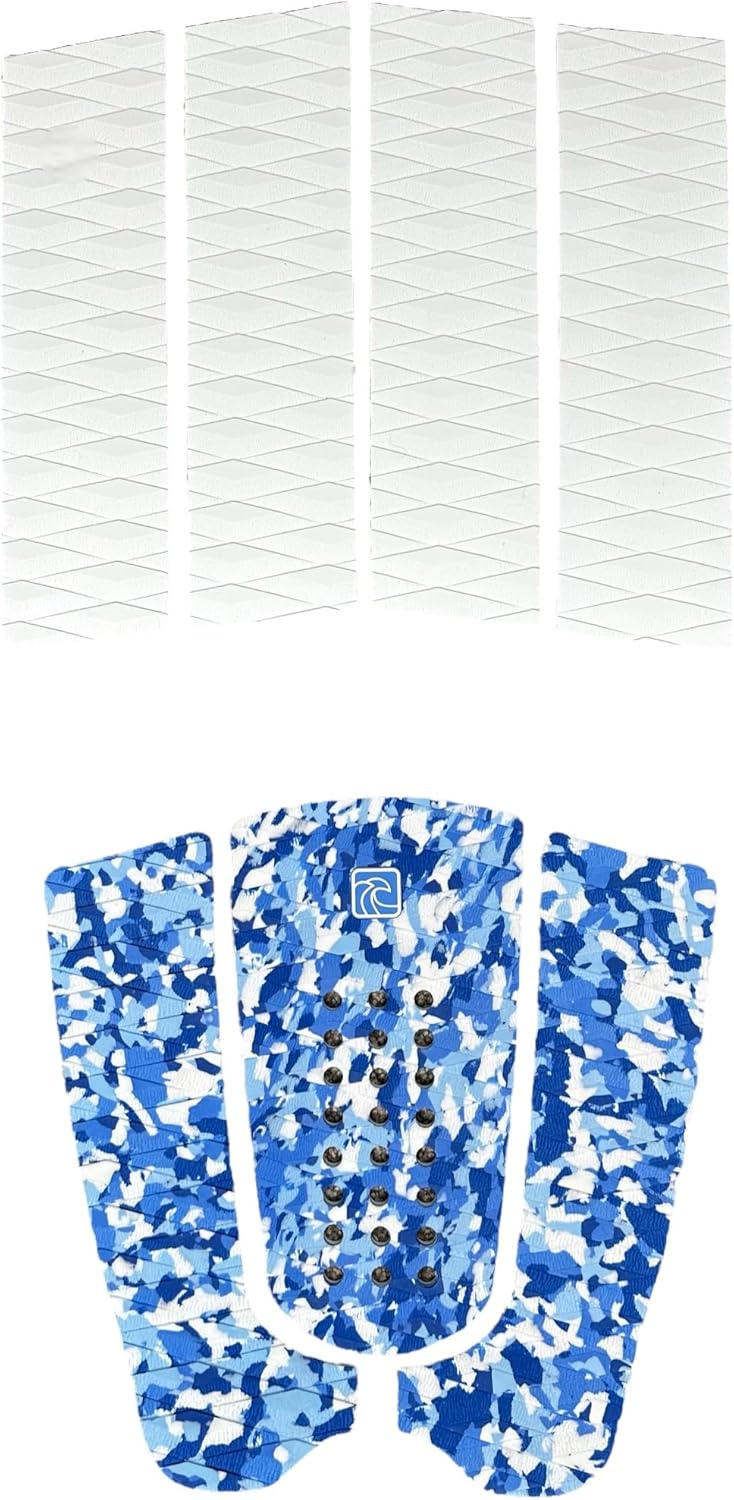 Shaka Pro EVA Surfboard Traction Pads (Front and Back) - 7 Adjustable Pieces with 3M Adhesive - Max Diamond Grip with Kicker and Arch Bar - Fits All Board Sizes
