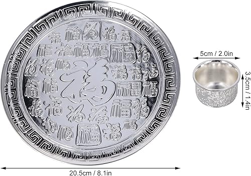 Miniatura 3 de Juego de tetera y taza para uno, juegos de té de aleación de zinc para adultos con tetera y bandeja, juego de tetera vintage plateada, regalo de