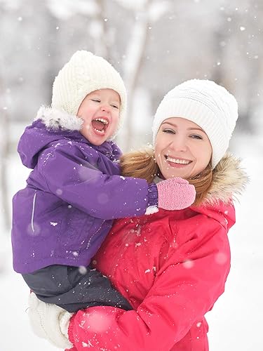 Miniatura 2 de Boao 5 pares de guantes de punto elásticos para niños pequeños, guantes cálidos de invierno para niños y niñas
