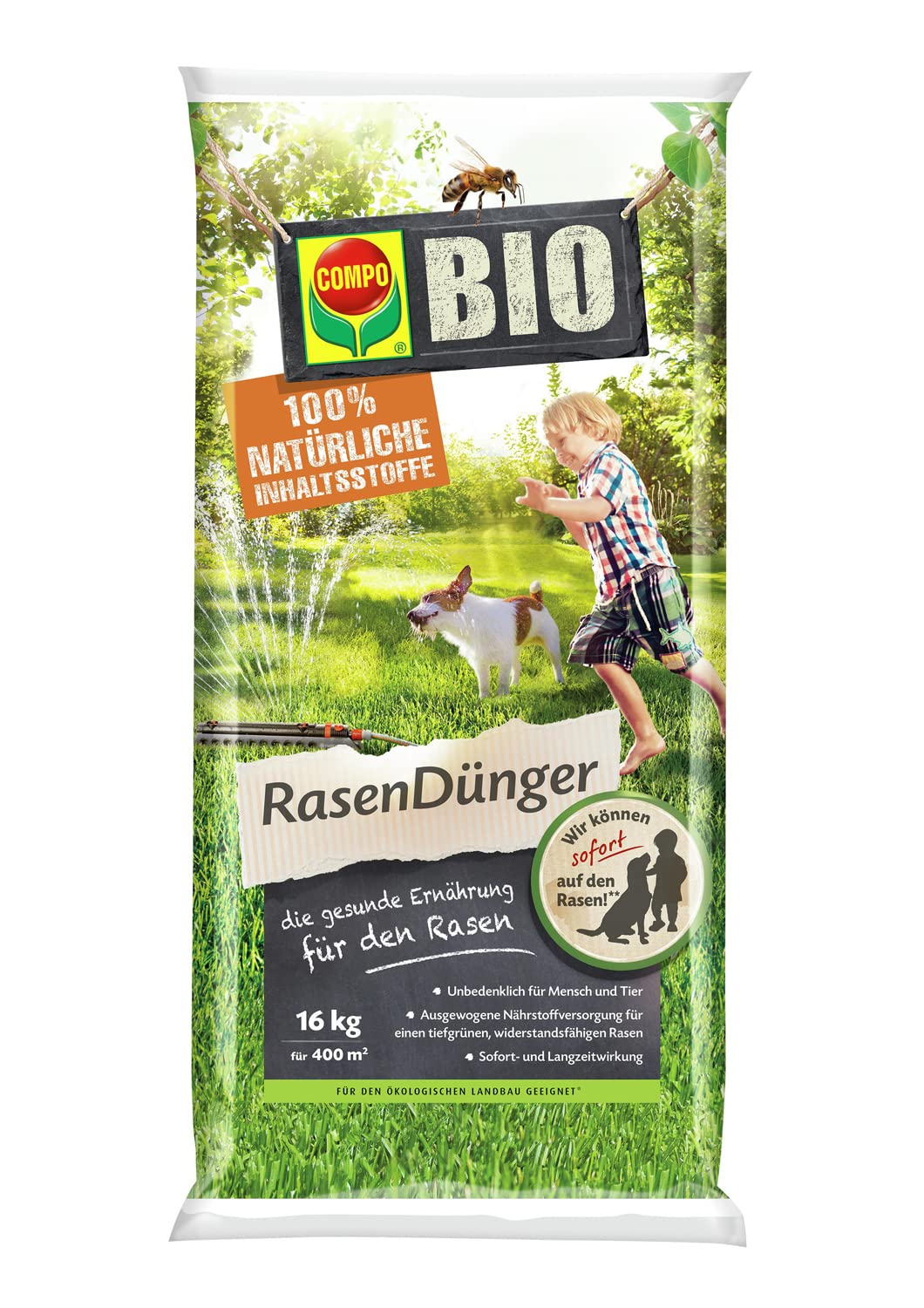 Compo BIO Rasendnger, Fr junge Rasenpflanzen, Rasenneuanlage und  Rollrasen, Feingranulat, 16 kg, 400 m : Amazon.de: Garten