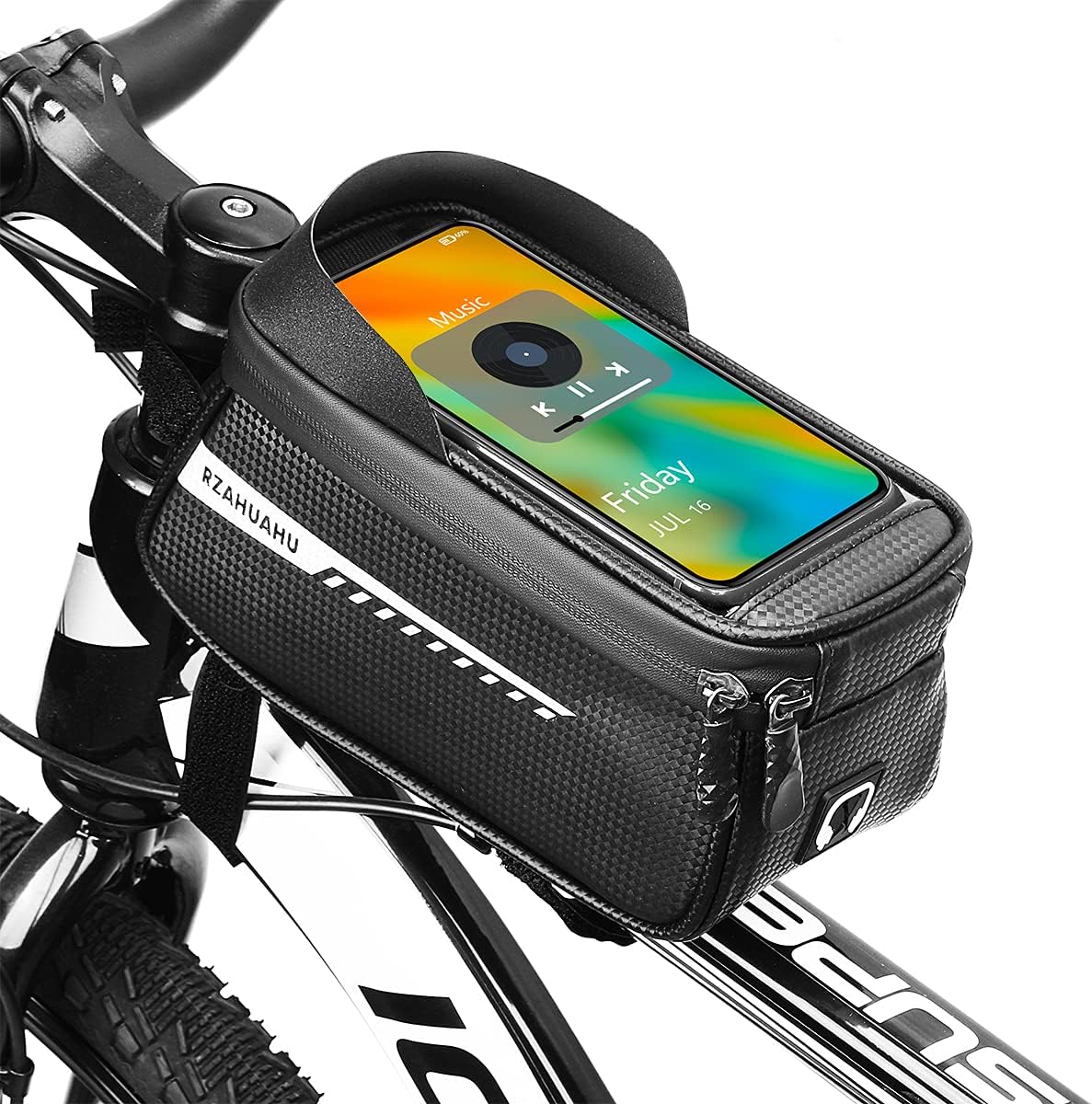 Bike Phone Bag Bicycle Bag Front Frame Pouch Top Tube pouch Waterproof Bike Holder Accessories bag Mount Handlebar Cell Phone Holde Compatible with iPhone 14Pro Max 13 12 XS XR Fit 6.9”