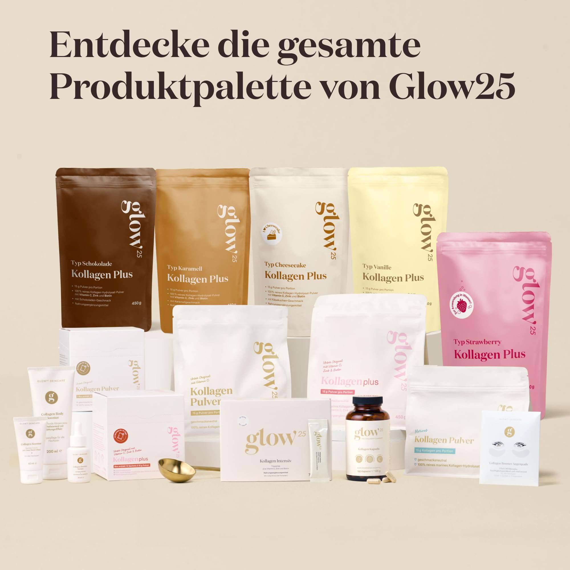 Glow25® Kollagen Kapseln hochdosiert [180 Kapseln x 3] mit Hyaluronsäure und Vitamin C | Premium Collagen Complex für eine schöne Haut | Ohne Zusatzstoffe | Laborgeprüft | Made in Germany