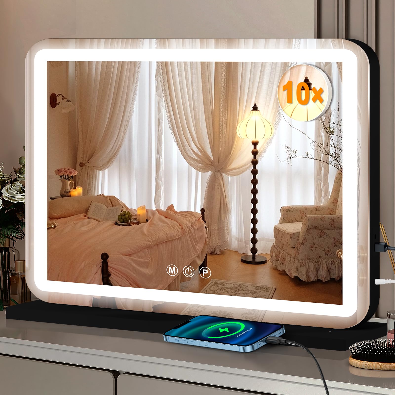 Ratsamee LED Vanity Mirror with Lights, Dimmable 3-Color, Touch Control