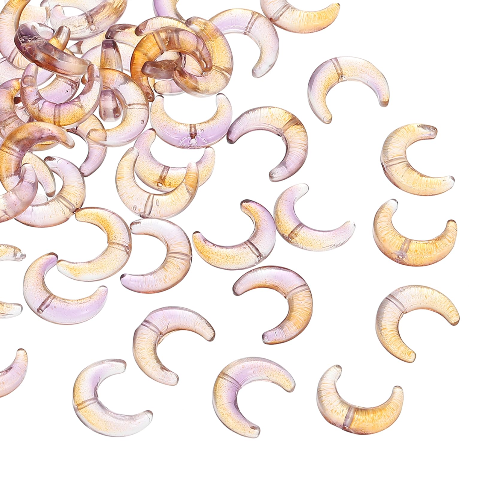 PATIKIL 100 Pcs Moon Charm Crystal Glass Moon Beads Crescent Shaped Spacer Beads Tiny Hanging Pendant for Jewelry Making Bracelet DIY Craft Accessories Bulk
