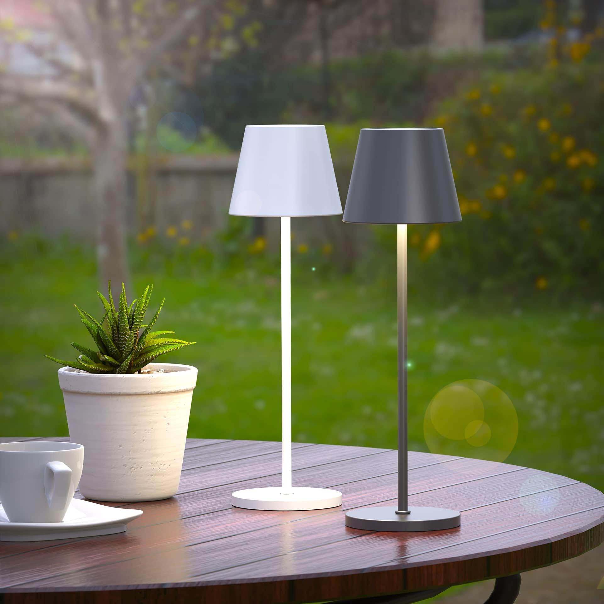 MALUX lampada da tavolo ricaricabile Senza fili con luce bianca calda 8 colori Lampada Senza fili IP54 lampade da tavolo ricaricabili per Hotel bar ristoranti camera da letto la casa e il giardino