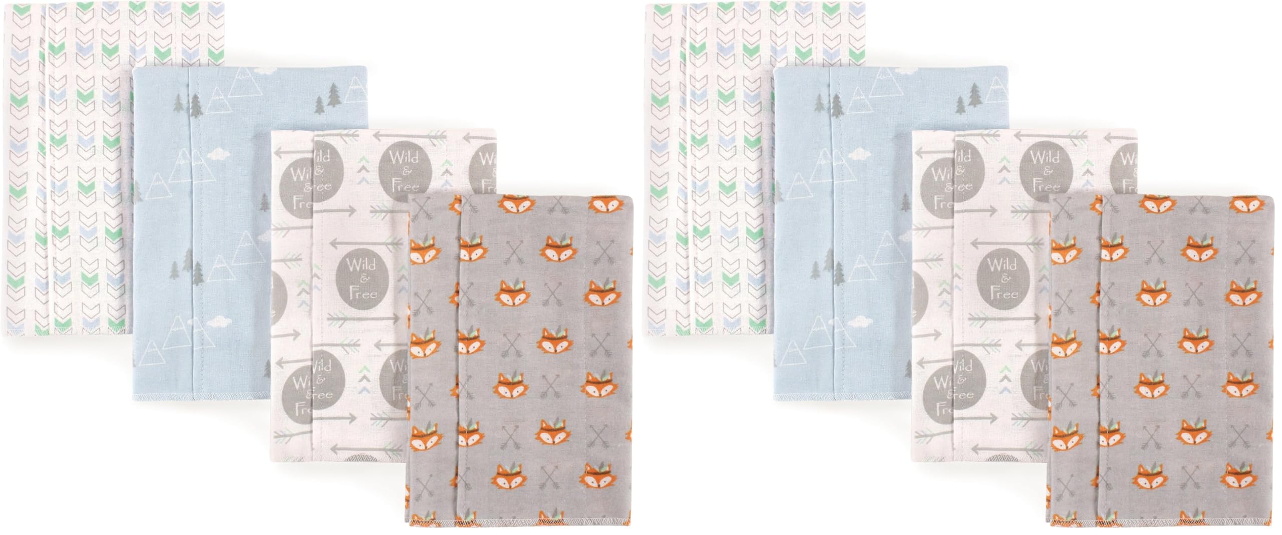 Luvable Friends Unisex Baby Cotton Flannel Burp Cloths, Wild Free, One Size (Pack of 2)