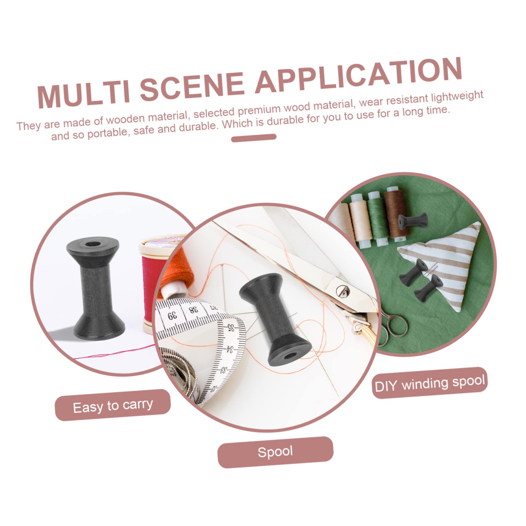 STOBOK 3 Sätze Nähspulen Aus Holz Einfädler Herstellung Mini Stickmaschine Drahtkunst Bastelset Basteln Für Spulen Für Drahtweberei Nähspulen Für DIY Black 10 Stück * 3