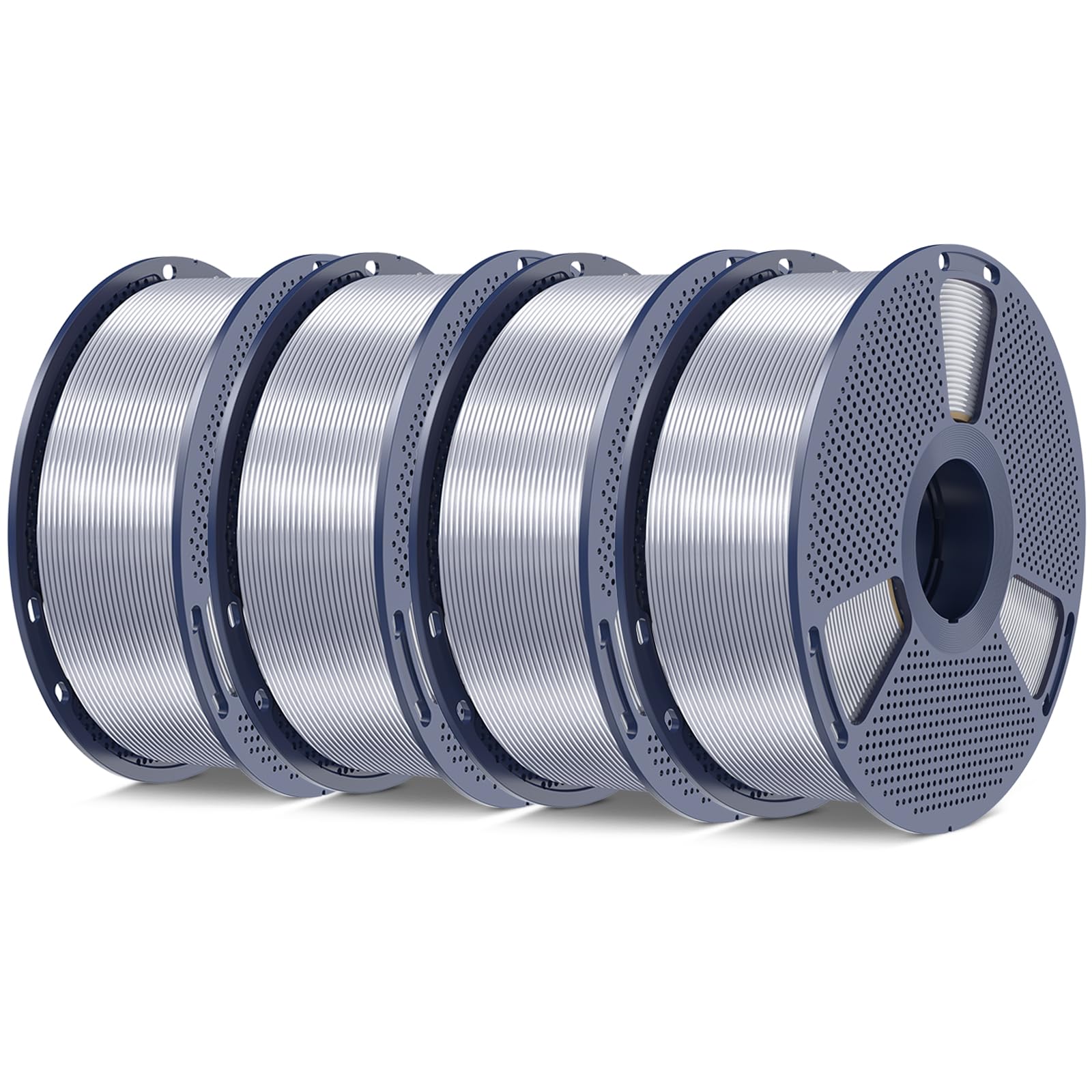SUNLU Silk PLA+ Filament 1.75mm 2025 Upgrade Spool Compatible with Bambulab Refill Filament, 4kg(8.8lbs) PLA Bundle 3D Printer Filament, Silver 4 Pack-picture-21