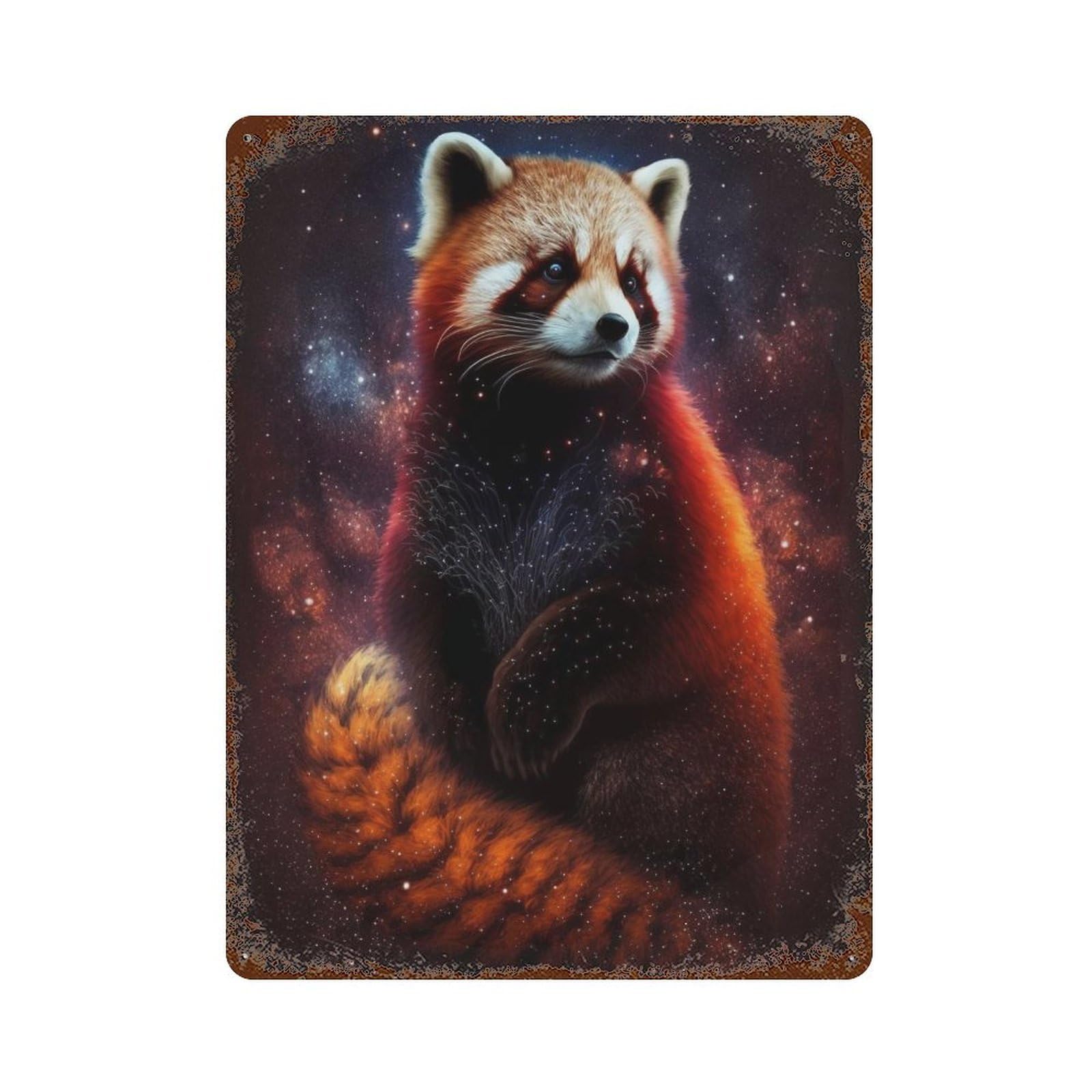Cosmic Red Panda Art Print-14 Retro Metal Sign 15.7"x11.8", Farmhouse Wall Decor for Garage, Pub Or Kitchen