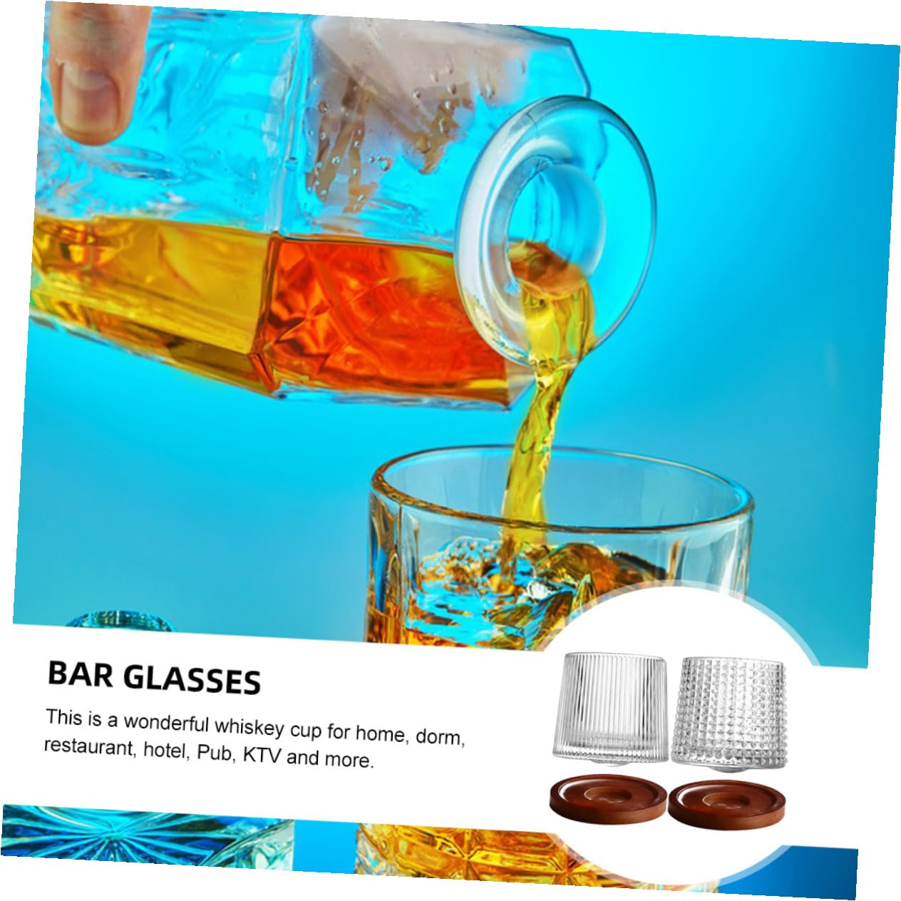 Cabilock 2 Juegos vidrio giratorio vasos de whisky de cristal vaso de cristal anteojos vasos de vidrio vasos tazas copas de cóctel únicas diamante barra de vidrio colocar