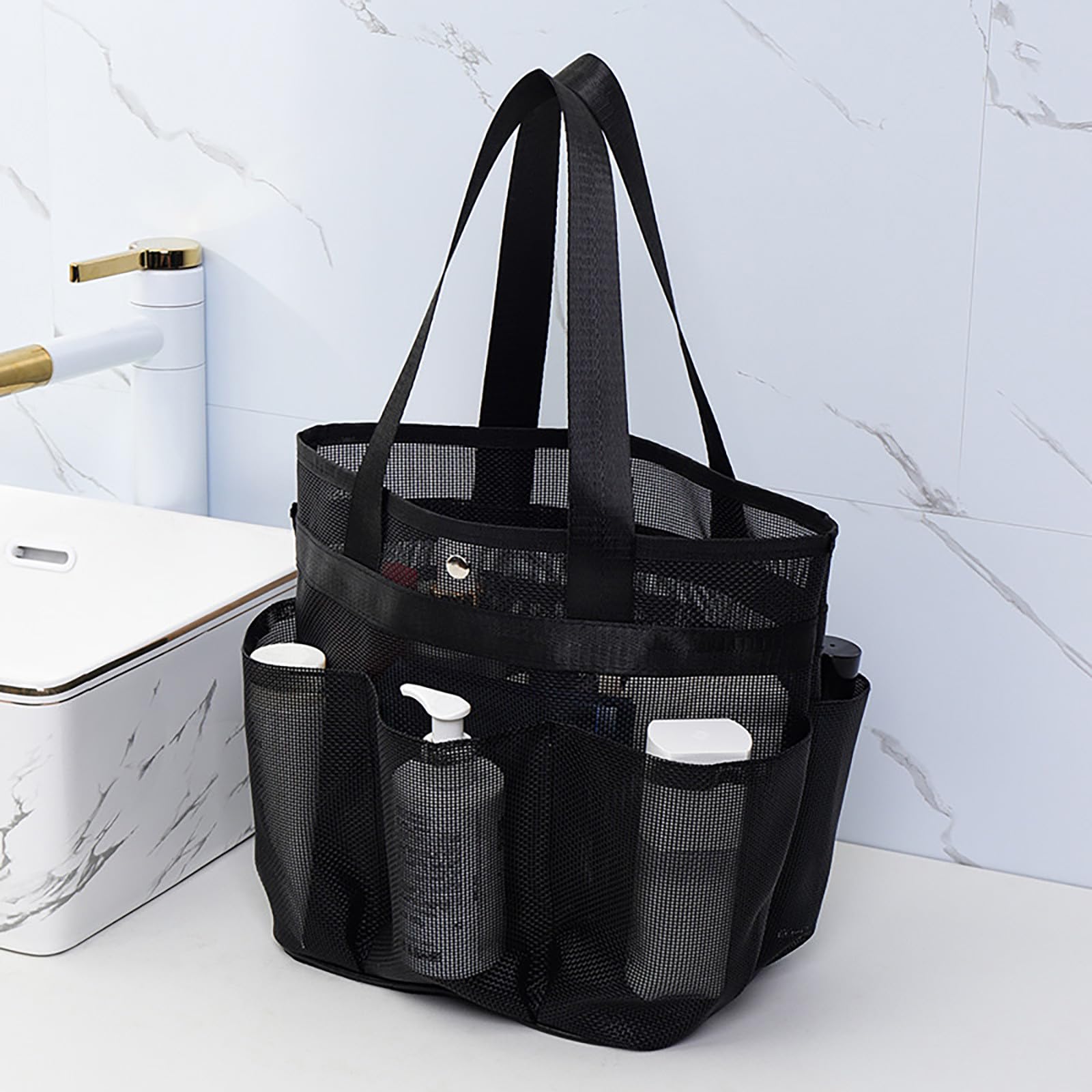 HELLORSO Mesh Shower Caddy Portable for College Dorm Room Essentials with 7 Upgraded Deeper Pockets Quick-Dry Large Shower