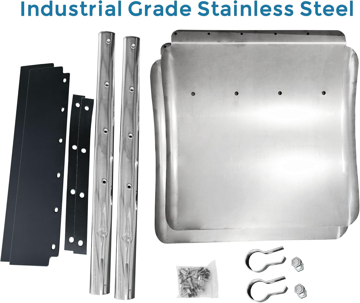 24" x 24" Stainless Steel Quarter Fenders for Semi Trucks Fenders with Mounting Hardware