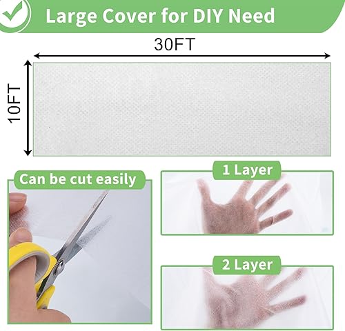 Miniatura 3 de SPORTYOUTH Cubiertas para plantas, protección contra la congelación, 10 x 30 pies, 0.9 onzas, manta grande de tela para plantas heladas, cubierta