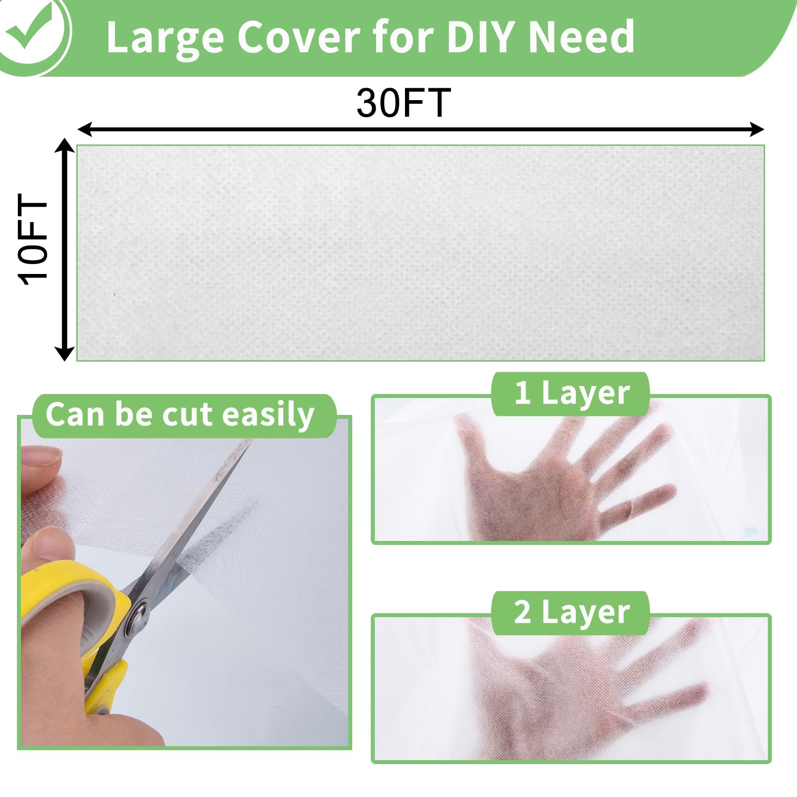 SPORTYOUTH Plant Covers Freeze Protection 2 Packs 10x30 ft 1.2 oz Thicker Frost Cloth Frost Blankets Large Garden Floating Row Cover for Outdoor Plants Winter Cold Frost Pests Protection, White