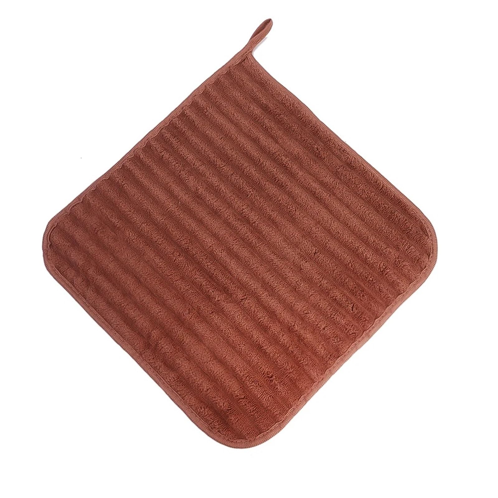 FGUJSUR Hand Towels Coral Fleece Hand-Wiping Towel Thickened Absorbent Hangable Enduring Soft Handkerchief Kitchen Washing Dishes(Brown)