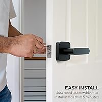 Vista 6 de ULTRALOQ Passage Lever Door Handle, Reversible Black Front Door Handle No Lock for Interior or Exterior Door, Closet, Hallway, Adjustable Latch