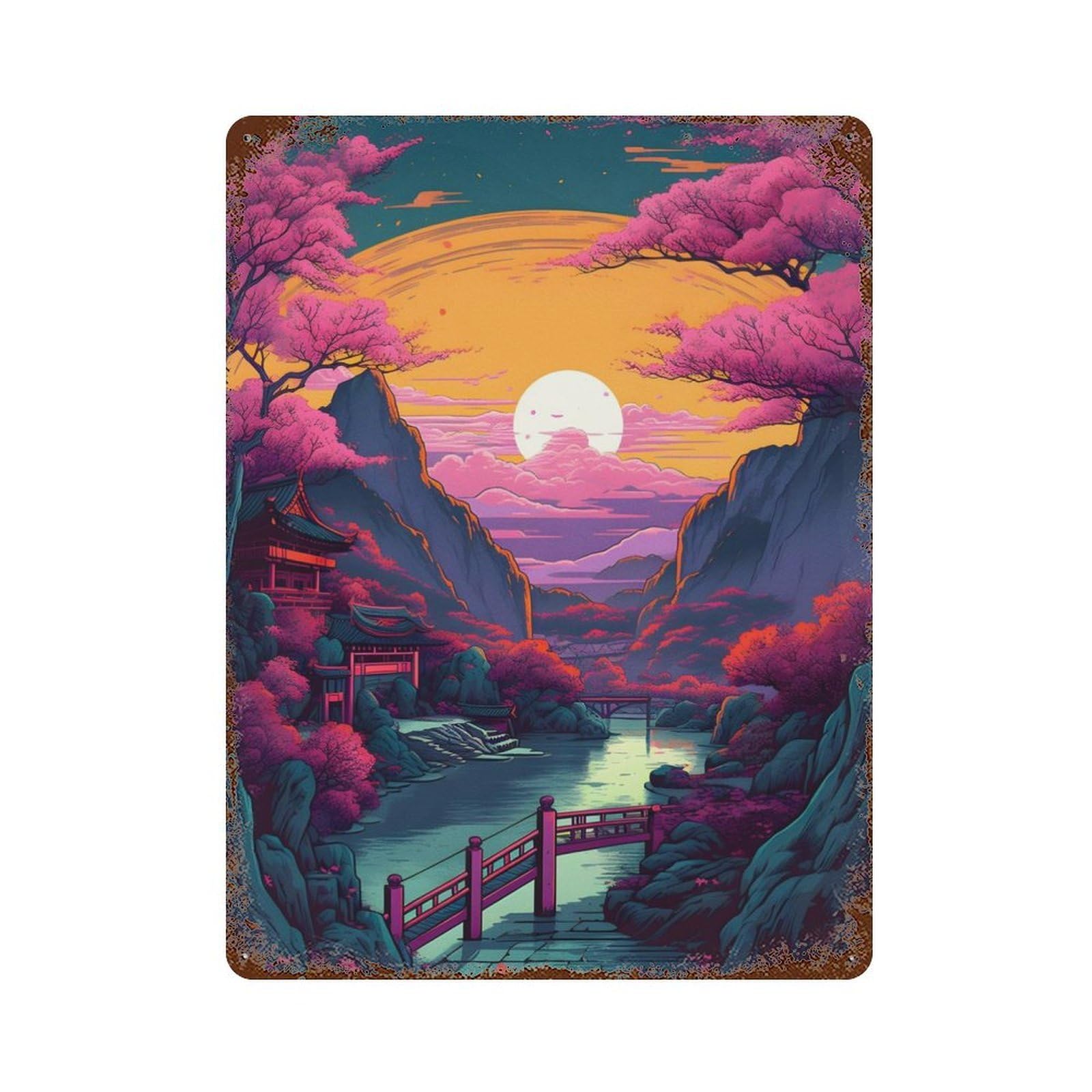 Fantasy Landscape 58 Vintage Metal Tin Sign 15.7"x11.8", Farmhouse Wall Decor for Living Room, Hallway And Home Decor