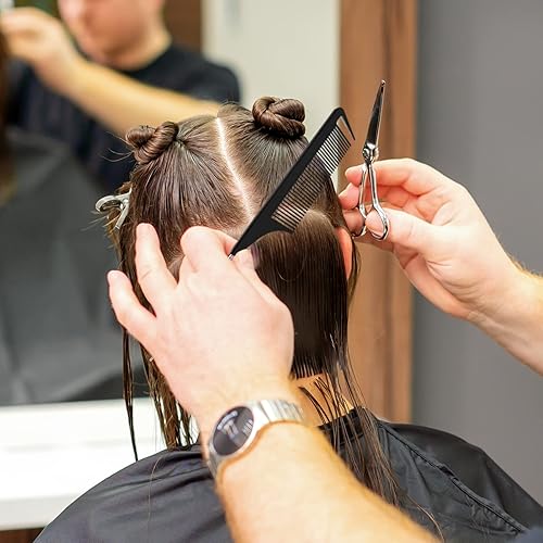 Miniatura 5 de Peine de cola de rata de 9.3 pulgadas para estilista, peines de separación para trenzar el cabello, peine de cola de rata con cola de metal