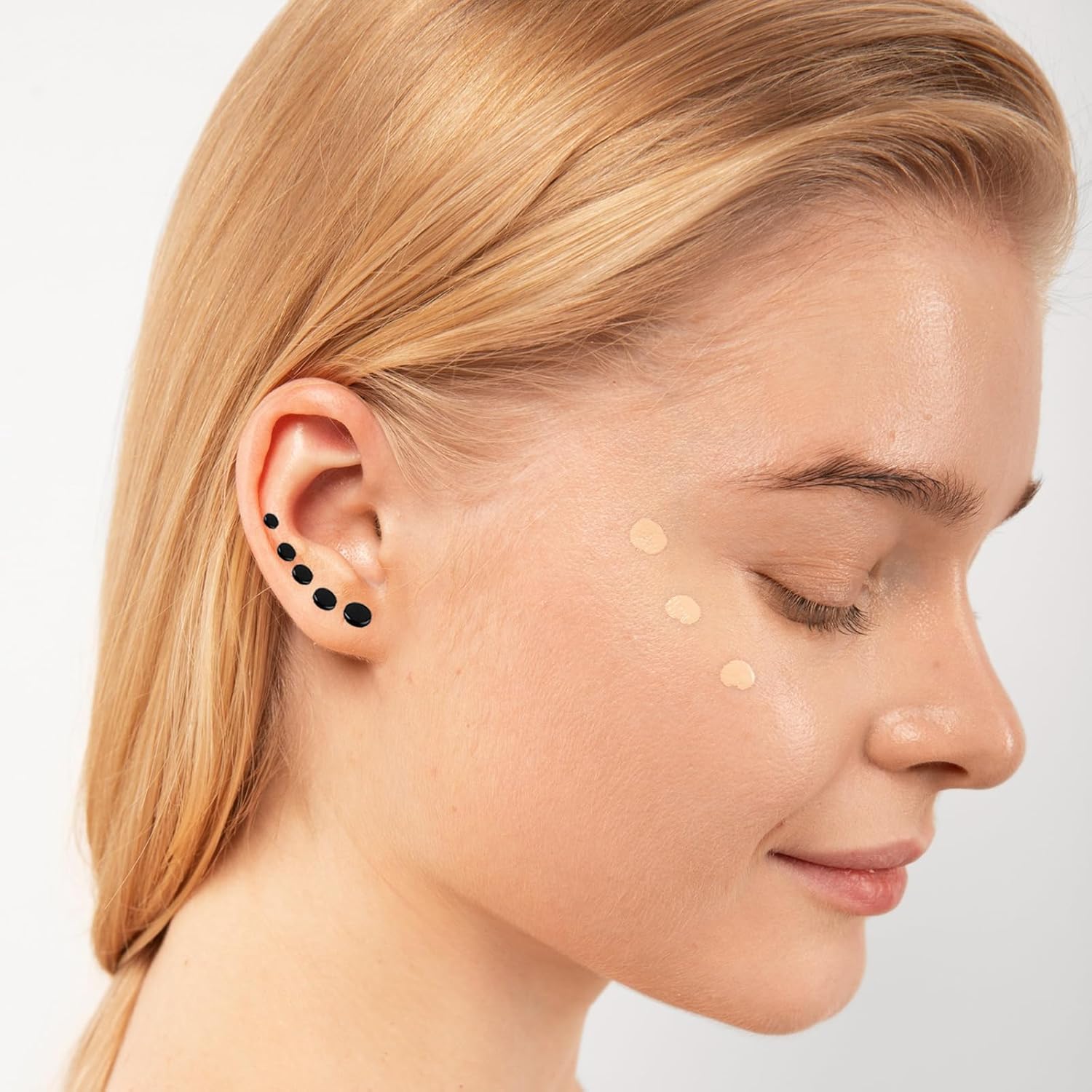 6 Pairs Black Stud Earrings for Men Women Faux Gauges Earring Fake Earrings Stainless Steel Stud Earring, 4-10mm - Image 6