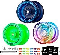 Vista 23 de MAGICYOYO YoYo K1 Plus responsivo que brilla en la oscuridad en verde para niños principiantes, YoYo de plástico ABS con guante, bolsa