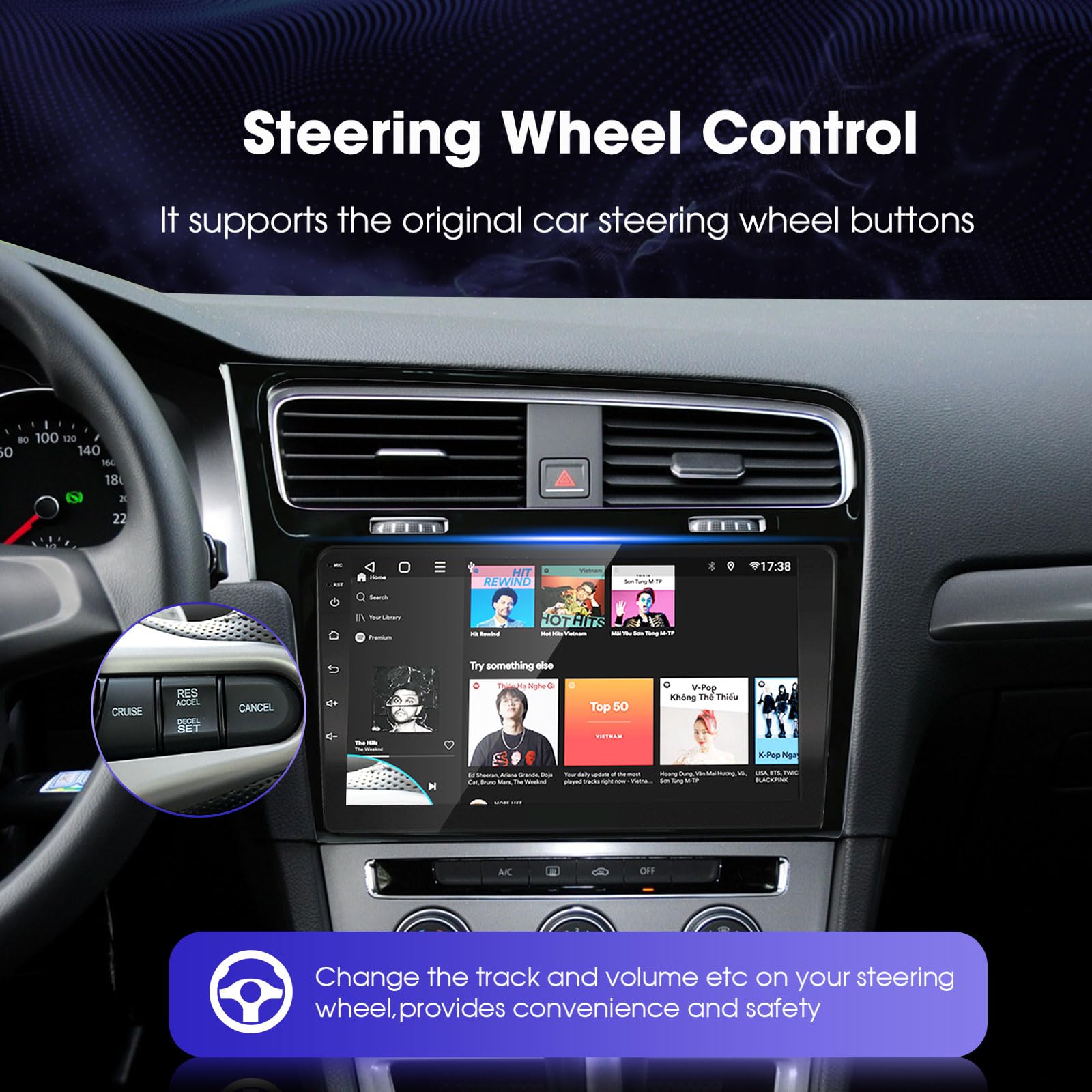 LEXXSON Android Auto Carplay Autoradio per VW Golf 7 MK7 Golf VII 2012-2020, Touch Screen da 10.1 pollici Radio GPS Bluetooth EQ Impostazione Wifi Controllo del Volante Mirrorlink Canbus 2+32G