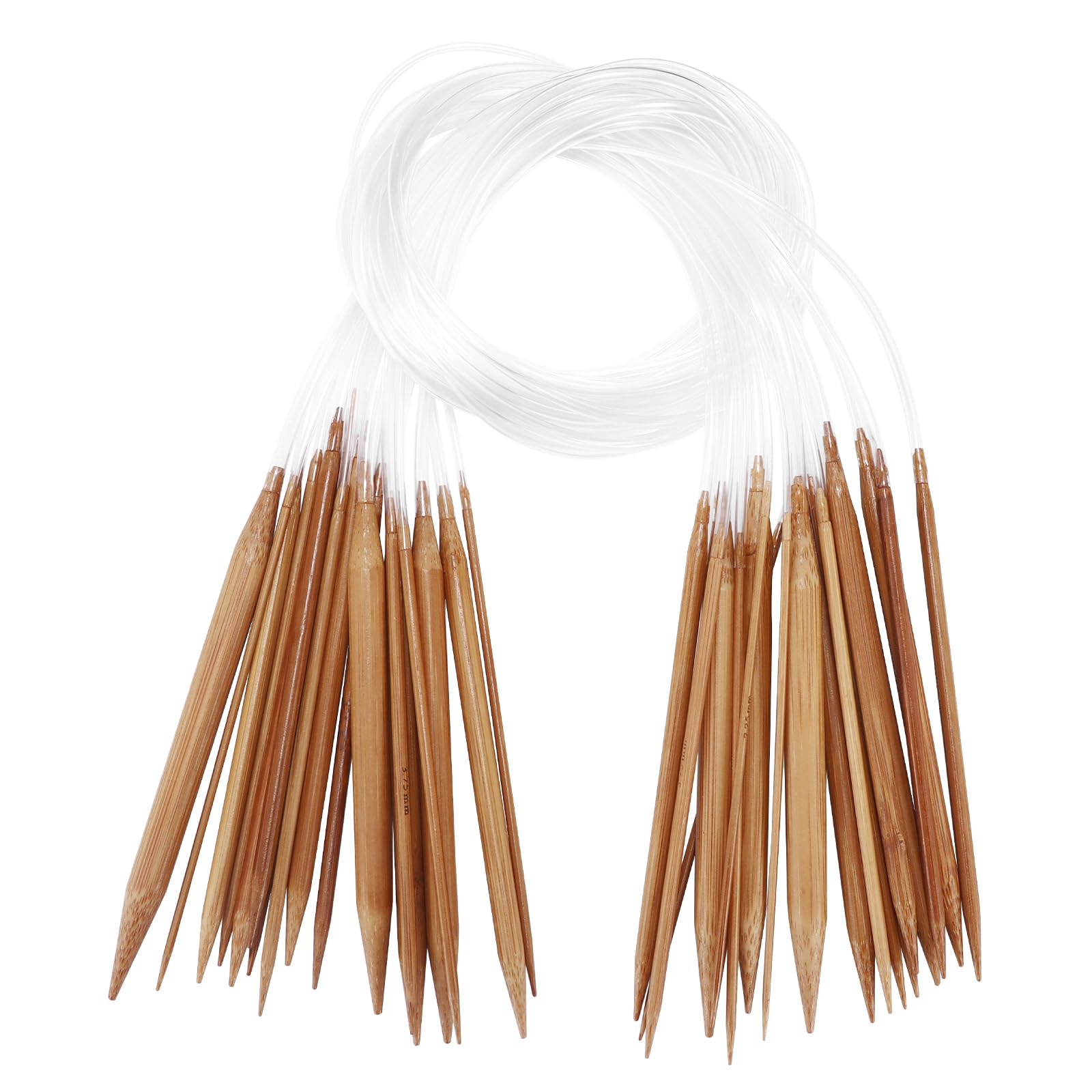 Ulsam 18pcs Circular Knitting Needle Bamboo Set, Carbonized Color Double Pointed Knitting Needles, 2.0mm-10.0mm Interchangeable Knitting Needles for Beginners Professionals