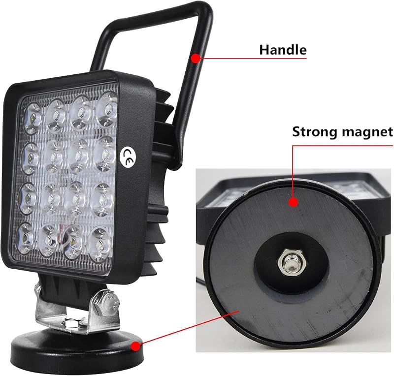 RIGIDON 2x LED munkalámpa mágneses talppal 48W 12V/24V terepjáróhoz traktorhoz
