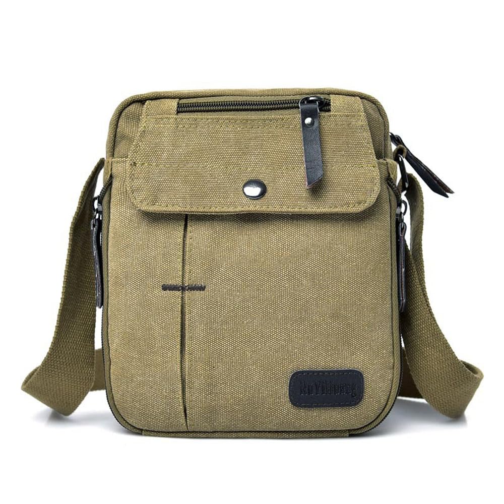 MosaiRudo Mens Canvas Small Messenger Bag Casual Shoulder Bag for Men Women Chest Bag Travel Carry Bag Multi-pocket