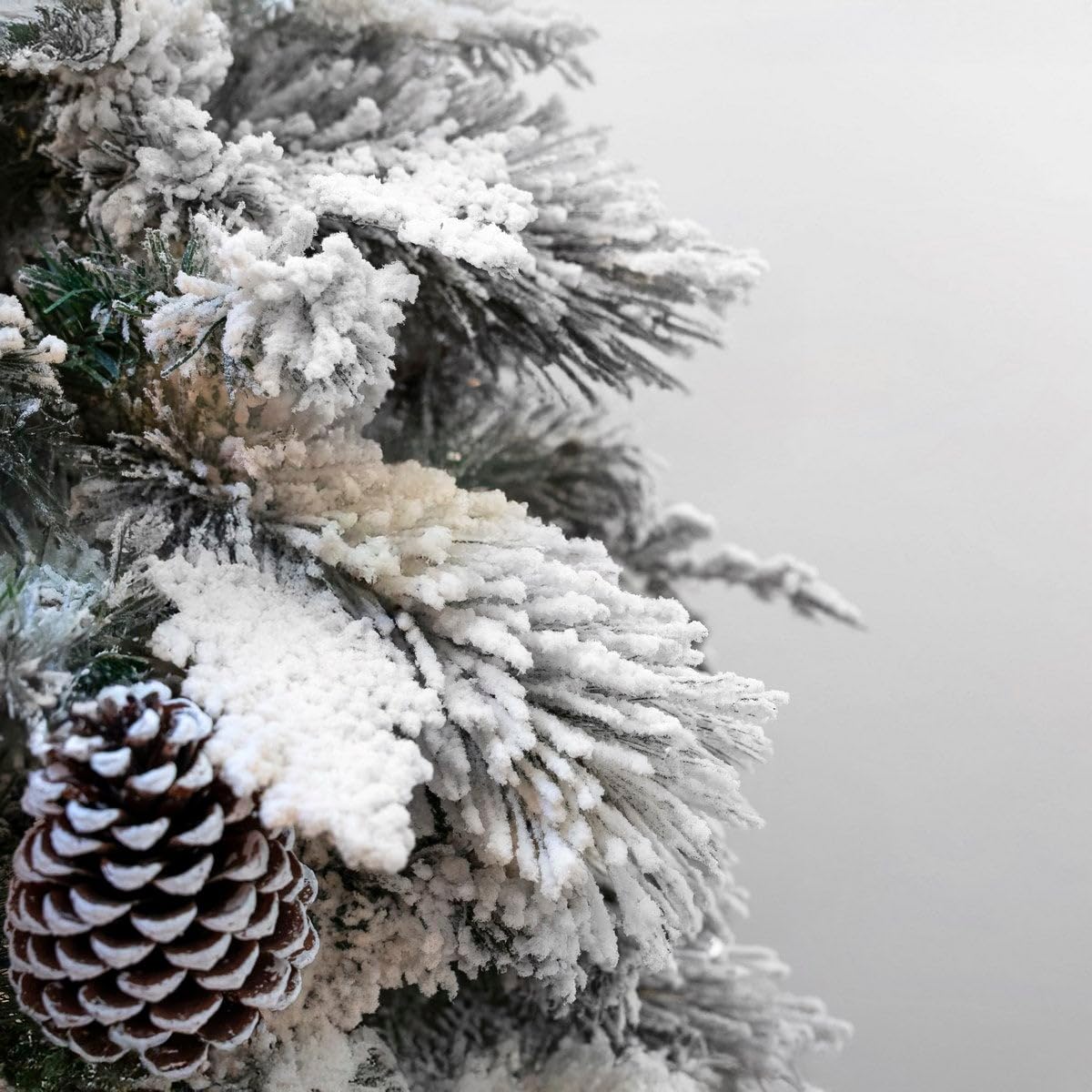 Árbol de Navidad artificial plegable nevado verde y blanco de 210 cm
