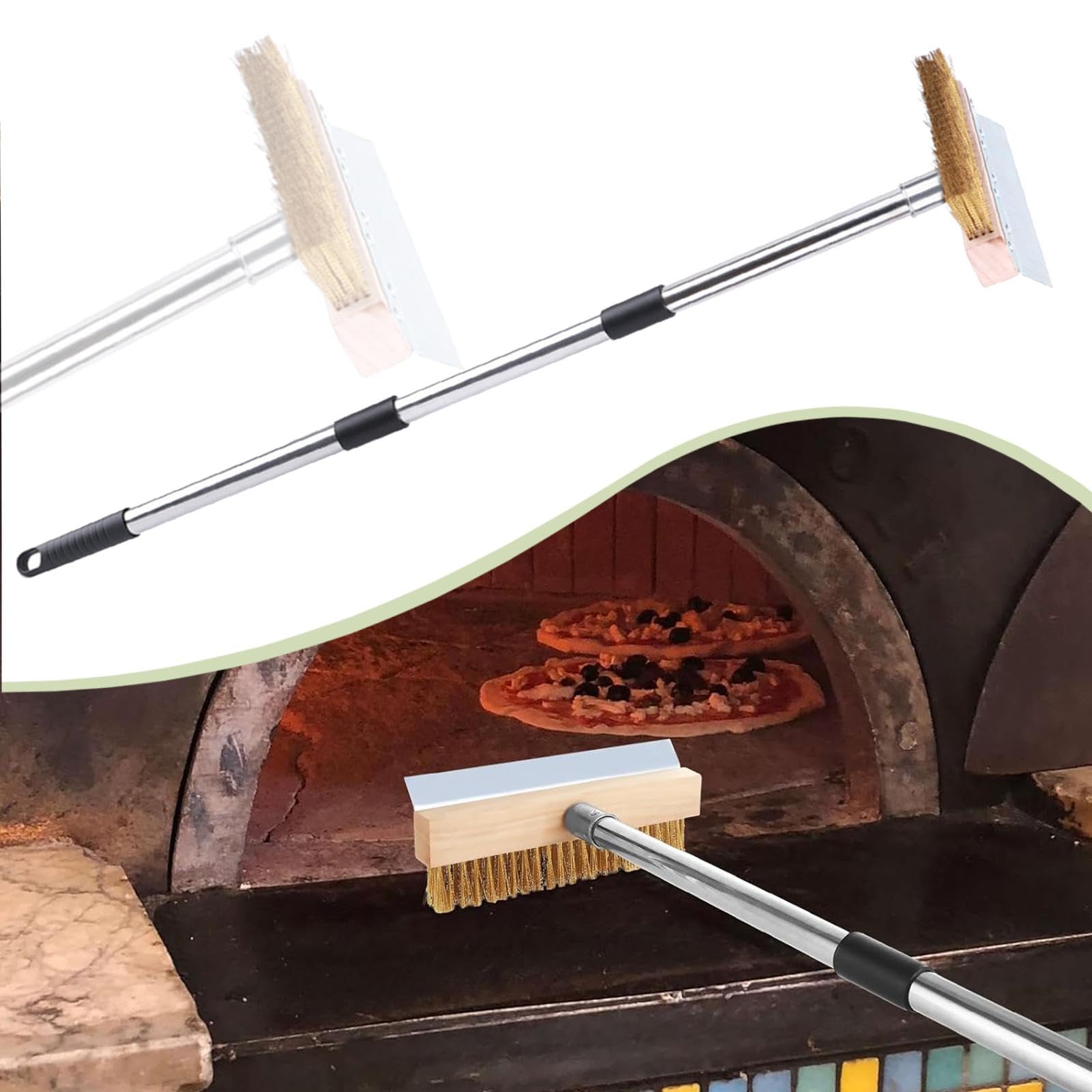 Cepillo para Horno de Pizza Profesional de Alambre con Mango Desmontable Y Superficie Raspadora Amplia Herramienta Versátil Y Duradera para Limpiar Ho, Style B