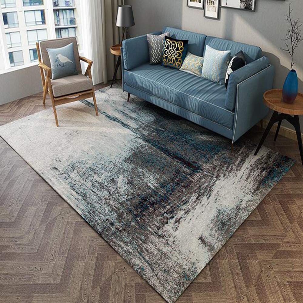 Tapis de salon anti-décoloration et facile à laver pour chambre et séjour