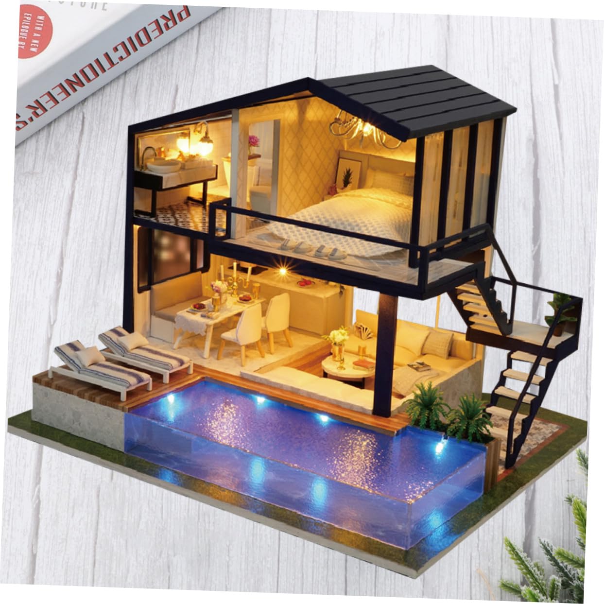 BESTonZON Modelo de Cabina DIY para Casa de Muñecas, Juguete de Montaje Manual de Madera y Plástico, Fácil de Construir y Decorativo Familia en Casa