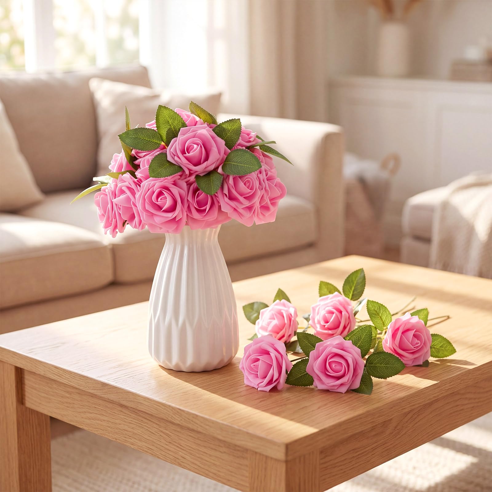 100 rose artificiali in schiuma, bouquet di rose finte, regalo per matrimonio, festa della mamma, donne, fai da te, addio al nubilato, feste, compleanno, casa, decorazione primaverile (rosa