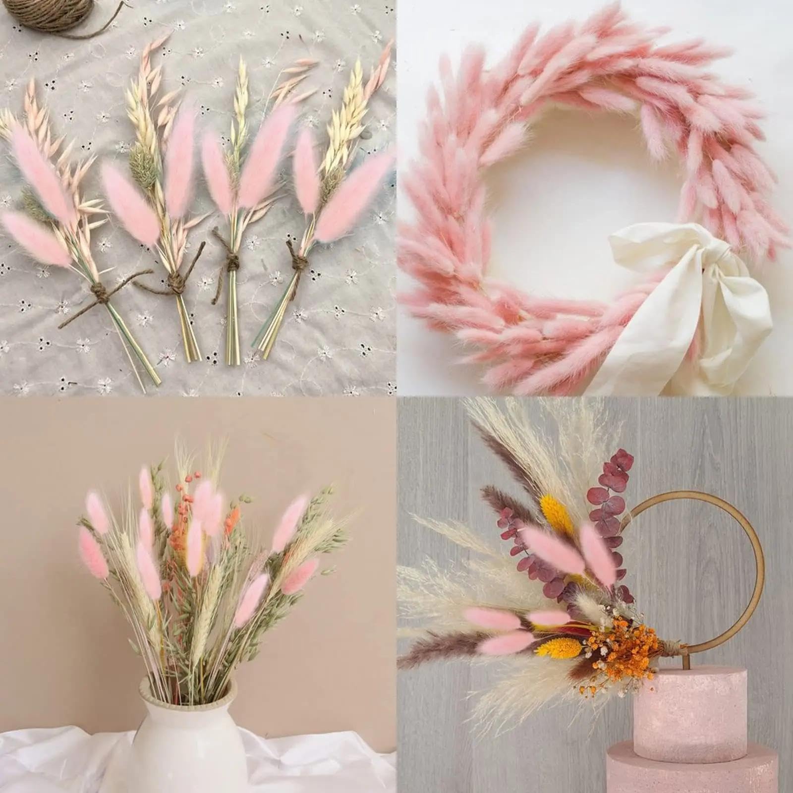 60 bouquet di fiori secchi naturali di pampa da 45 cm, con coda di coniglio, bouquet floreale per matrimoni, decorazioni per la casa, per foto, blu reale