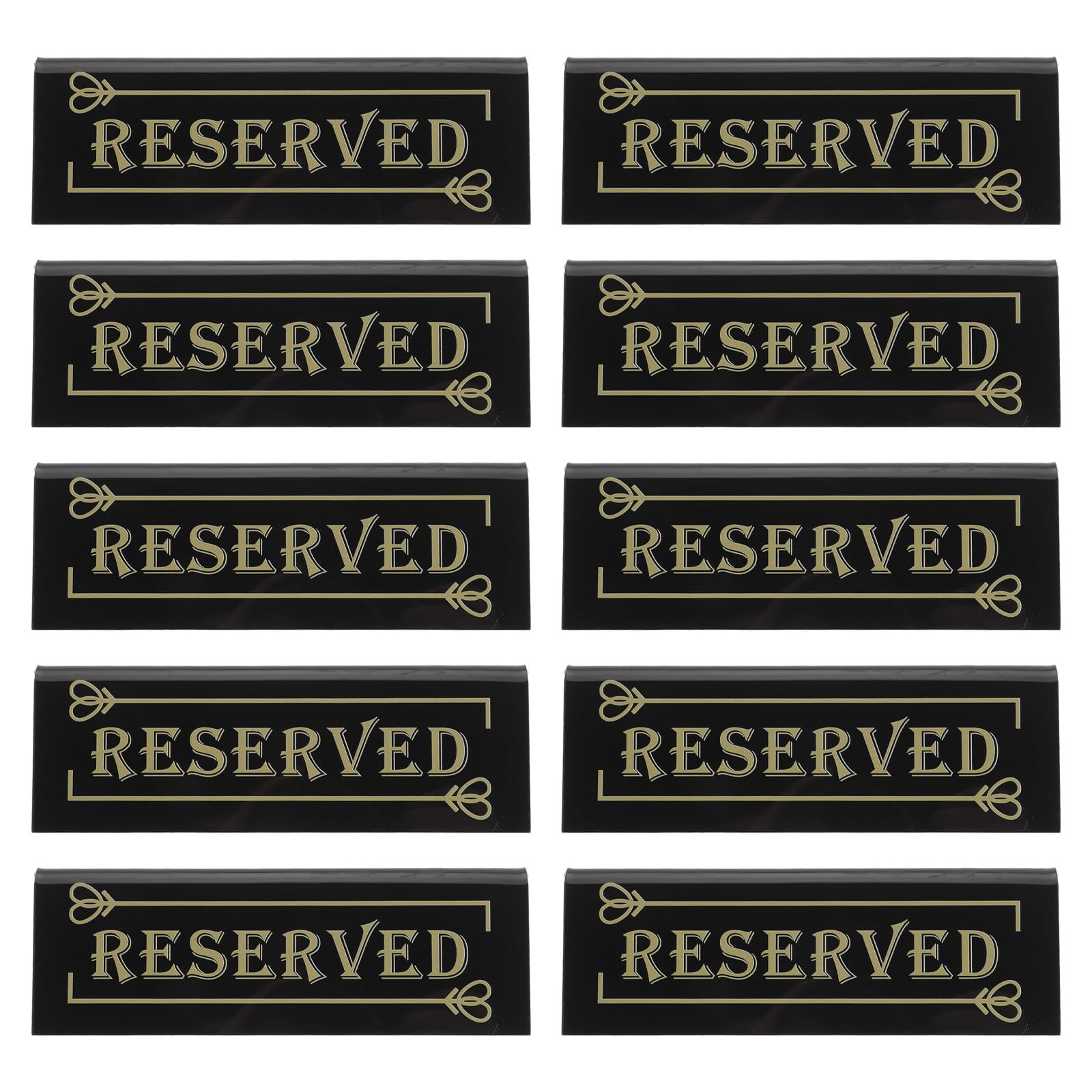 10 letreros de mesa reservados para restaurantes, bodas, carpas acrílicas de doble cara (negras) - Tarjetas de reserva para invitados en sillas de cumpleaños