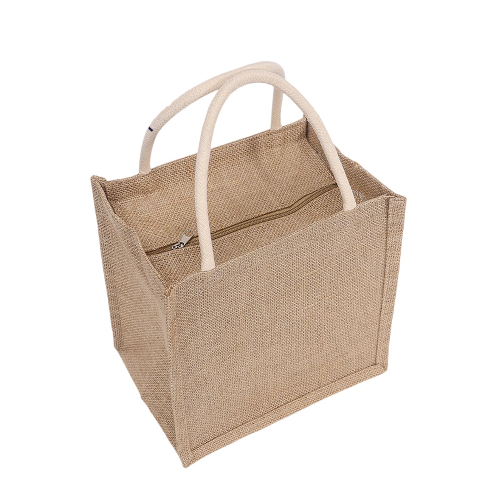 Enigmaire Hessian Shopping Bags,Jute Tote Bag,Personalised Beach Bag,Strong Jute Shopping Bag,Burlap Grocery Bag Shopping,Jute Gift Bag,With Zip,Water Resistant,For Daily Shopping,Travel,Picnic