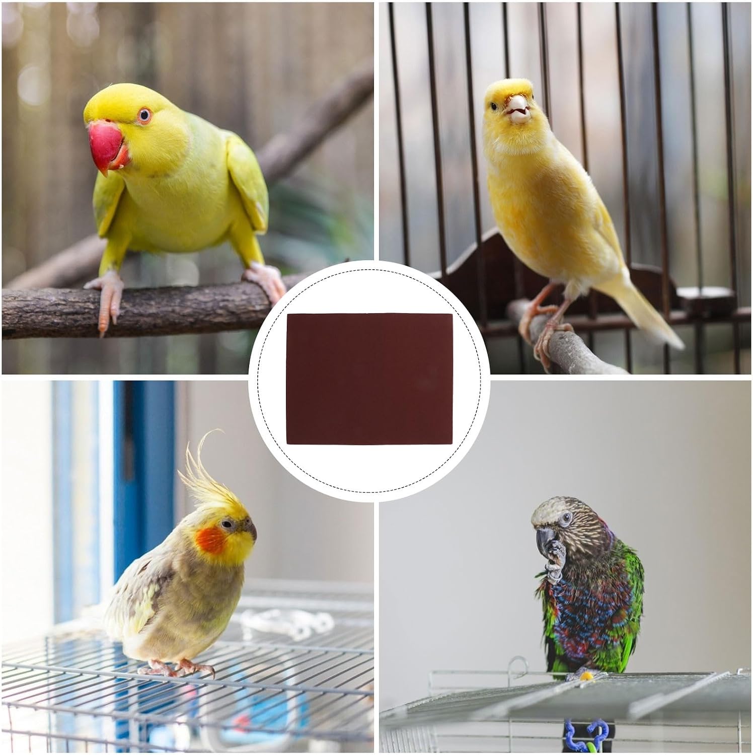 4pcs Bird Cage Sandpaper Sheets for Easy Cage Cleaning and Claw Grinding, Bottom Tray Liner Papers for Parrots and Small Birds, Trim to Fit & 20''X10'' Size, 100 Grit