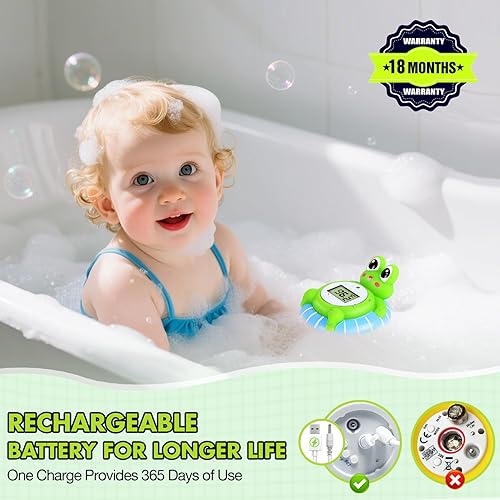 Miniatura 4 de Termómetro de baño para bebé, certificado CPC, IP68 impermeable, sin BPA para la seguridad del recién nacido, diseño flotante, alarma de temperatura