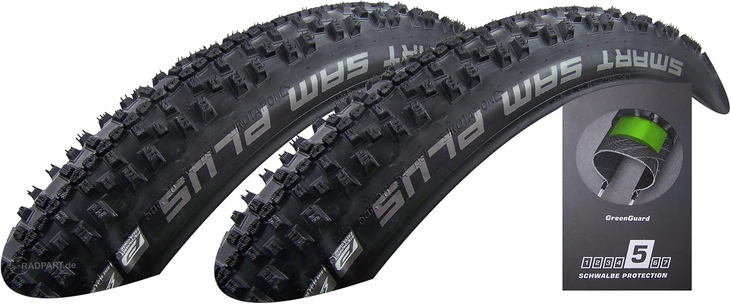 Schwalbe Smart Sam Plus 57-584 GreenGuard Clincher Tyres 27.5 x 2.25 Inches Set of 2